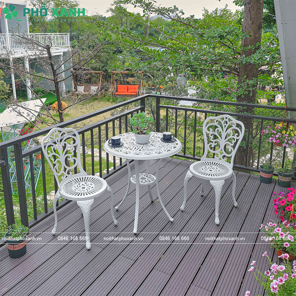 Bộ bàn ghế nhôm đúc nhỏ ban công, sân vườn BND-70TK