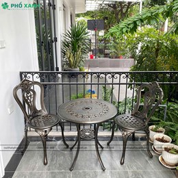 Bộ bàn ghế nhôm đúc nhỏ ban công, sân vườn BND-HV70