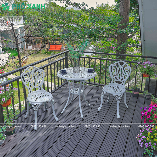 Bộ bàn ghế nhôm đúc nhỏ ban công, sân vườn BND-70TK