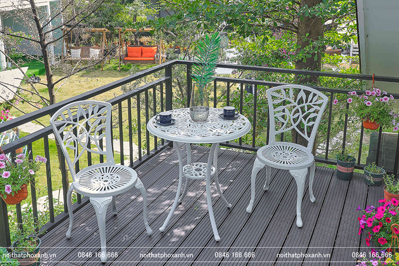 bộ b&agrave;n ghế nh&ocirc;m đ&uacute;c nhỏ ban c&ocirc;ng, s&acirc;n vườn