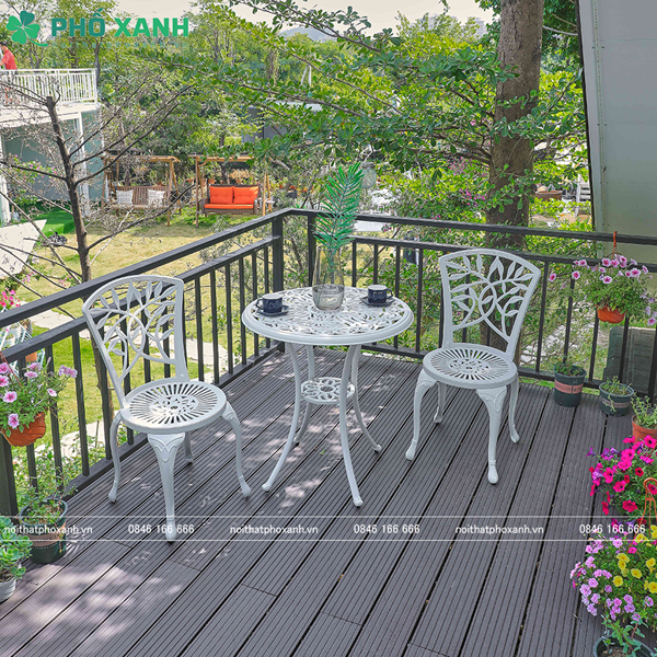 Bộ bàn ghế nhôm đúc nhỏ ban công, sân vườn BND-70TK