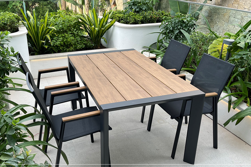 Bộ bàn ghế Polywood nhà hàng, quán cafe, sân vườn BPLW-15090GRAY