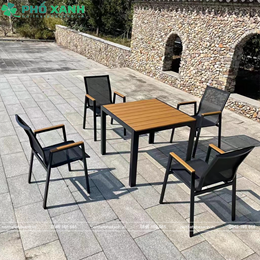 Bộ bàn ghế Composite kết hợp với ghế lưới Textilene BCP-80NGKD