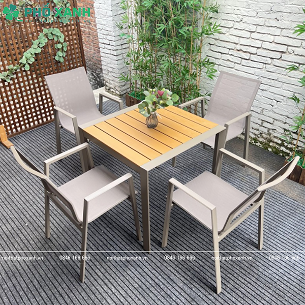 Bộ bàn ghế Polywood nhà hàng, quán cafe, sân vườn BPLW-8080N