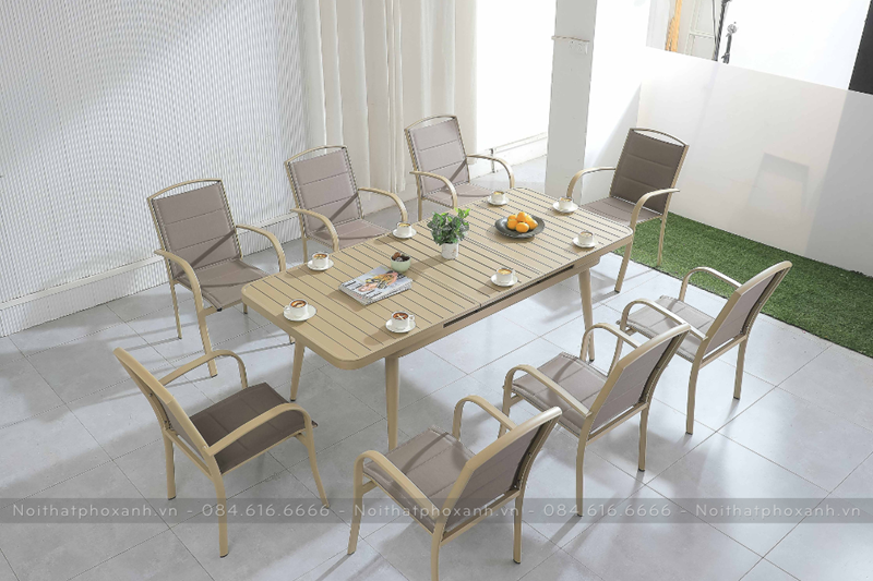 Bộ b&agrave;n ghế nh&ocirc;m đ&uacute;c ngo&agrave;i trời thu gọn th&ocirc;ng minh