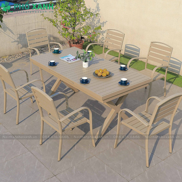 Bộ b&agrave;n ghế nh&ocirc;m đ&uacute;c ngo&agrave;i trời thu gọn th&ocirc;ng minh m&agrave;u n&acirc;u BTG-18090NN