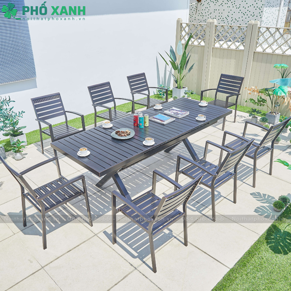 Bộ bàn ghế sân vườn thu gọn thông minh chất liệu nhôm đúc BTG-18090NVD