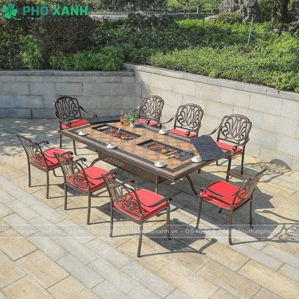 Bàn nhôm đúc mặt đá kết hợp nướng đôi cho 8 -10 người BND-ND203105D