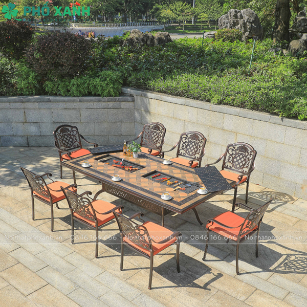 Bàn nhôm đúc mặt đá kết hợp nướng đôi cho 8 -10 người BND-ND203105D