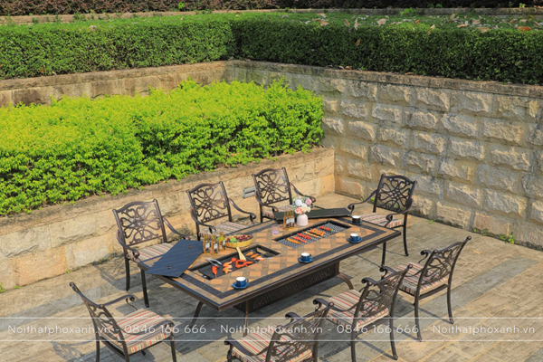 B&agrave;n nh&ocirc;m đ&uacute;c mặt đ&aacute; kết hợp nướng đ&ocirc;i cho 8 -10 người BND-ND203105D