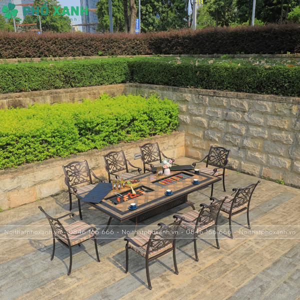Bàn nhôm đúc mặt đá kết hợp nướng đôi cho 8 -10 người BND-ND203105D