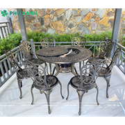 Bộ bàn ghế nhôm đúc tròn kết hợp nướng than hoa 6-8 ghế BND-N106ND