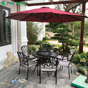 Bộ bàn ghế nhôm đúc tròn kết hợp nướng BBQ sân vườn biệt thự BND-N106D