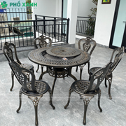 Bộ bàn ghế nhôm đúc tròn kết hợp nướng than hoa 6-8 ghế BND-N106ND