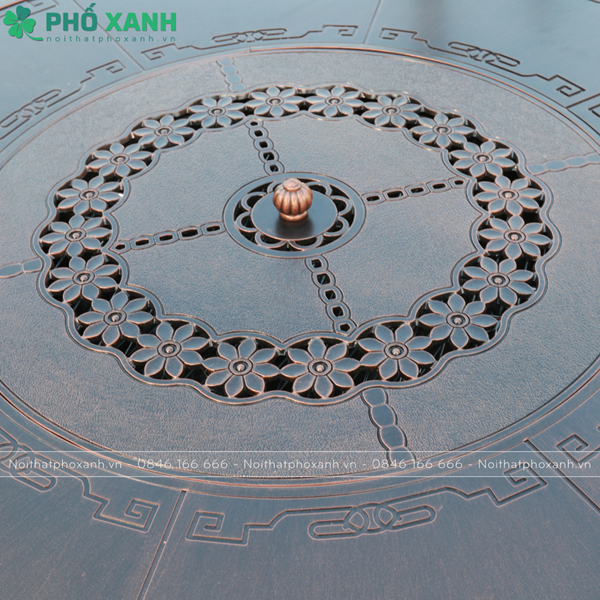 Bàn nhôm đúc tròn mặt liền kết hợp nướng BBQ ngoài trời cho 6 người BND-NML120HHD