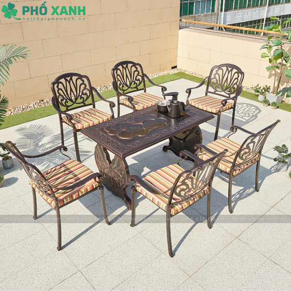 Bộ bàn trà nhôm đúc sân vườn cao cấp BT-ND