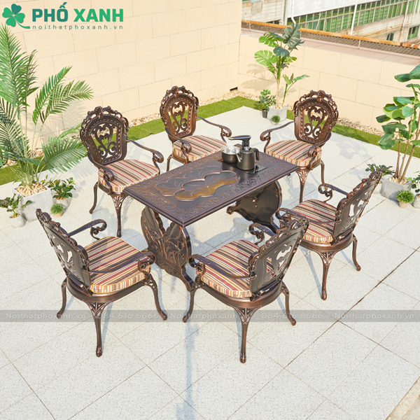 Bộ bàn trà nhôm đúc sân vườn cao cấp BT-ND