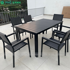Bộ b&agrave;n ghế nan nhựa Composite nh&agrave; h&agrave;ng qu&aacute;n cafe BCP-15080NDKD