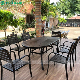 Bộ b&agrave;n ghế nhựa Composite nh&agrave; h&agrave;ng s&acirc;n vườn BCP-15090NXKD