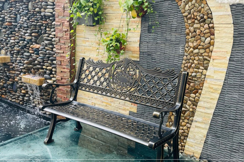 Băng ghế công viên nhôm đúc sân vườn
