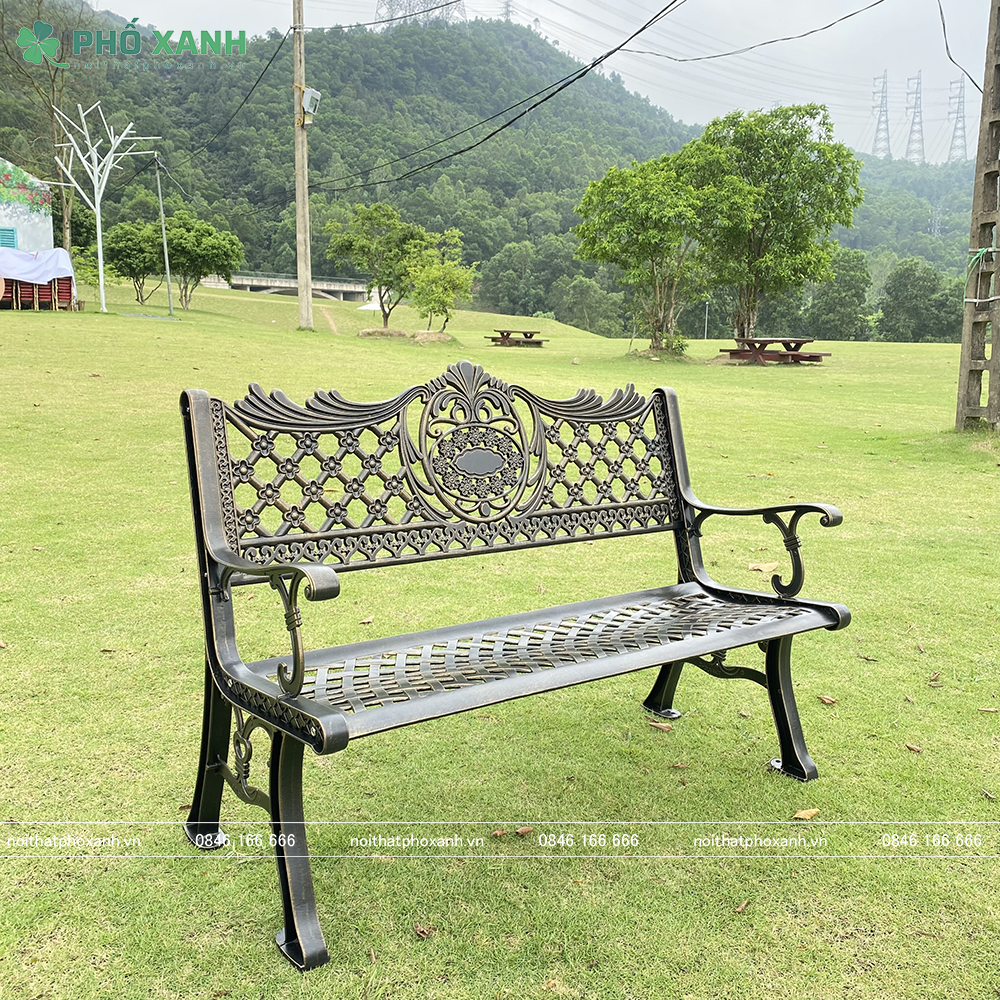 Băng ghế công viên nhôm đúc sân vườn ngoài trời GCV-NHD