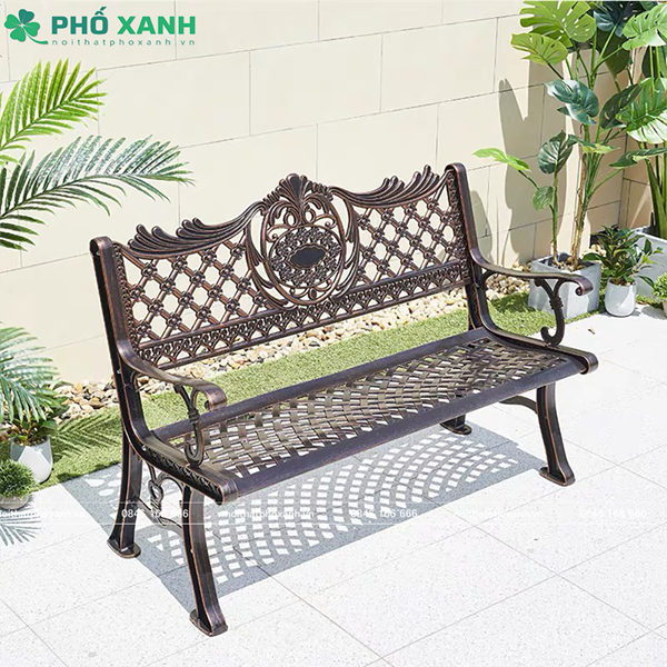 Băng ghế công viên nhôm đúc sân vườn ngoài trời GCV-NHD
