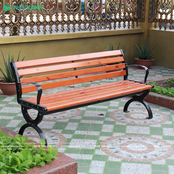 Ghế công viên có tựa nan gỗ GCV-CTNG150