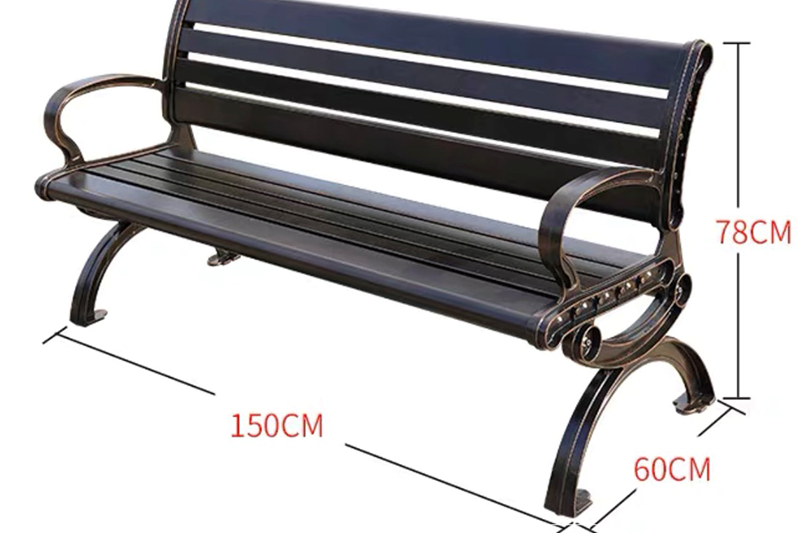 Ghế c&ocirc;ng vi&ecirc;n nh&ocirc;m đ&uacute;c sơn tĩnh điện c&oacute; tựa nan nh&ocirc;m