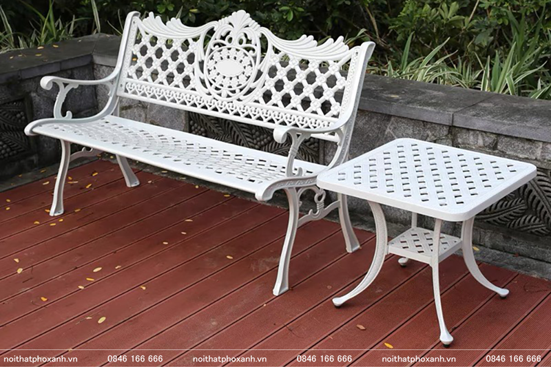 Ghế c&ocirc;ng vi&ecirc;n nh&ocirc;m đ&uacute;c s&acirc;n vườn biệt thự