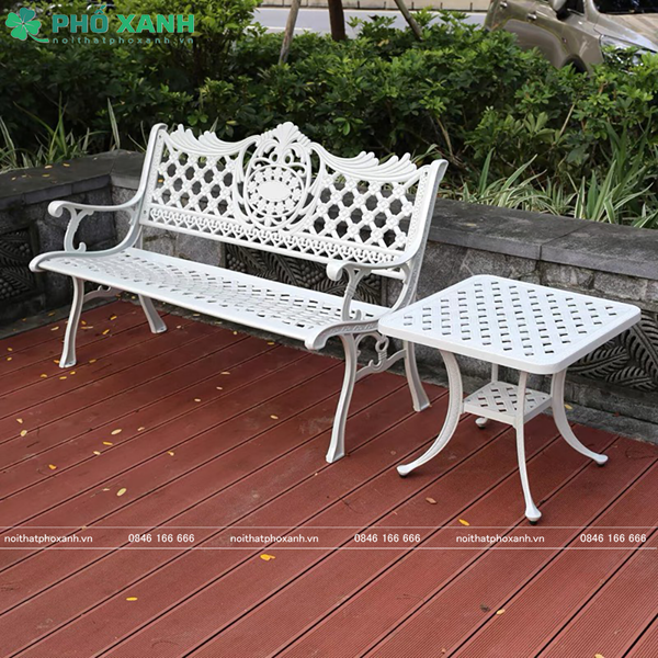 Ghế công viên nhôm đúc sân vườn biệt thự GCV-NHTK