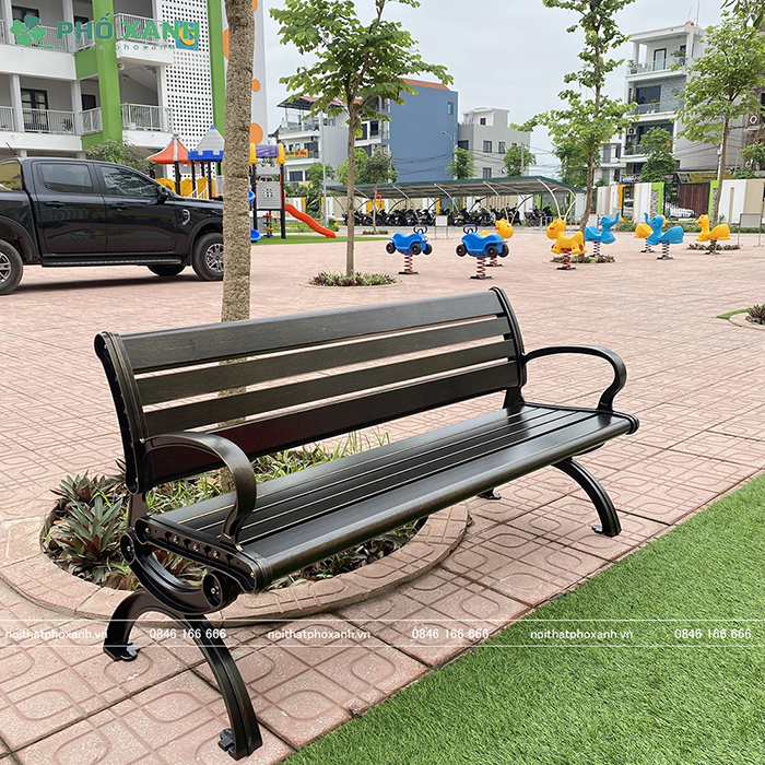 Ghế công viên nhôm đúc sơn tĩnh điện có tựa nan nhôm GCV-CTNN150D