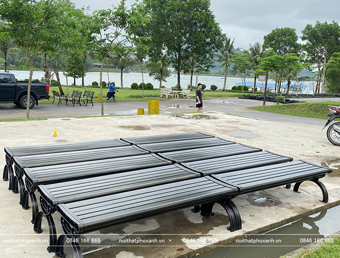 Ghế c&ocirc;ng vi&ecirc;n nh&ocirc;m đ&uacute;c sơn tĩnh điện kh&ocirc;ng tựa GCV-NDKT