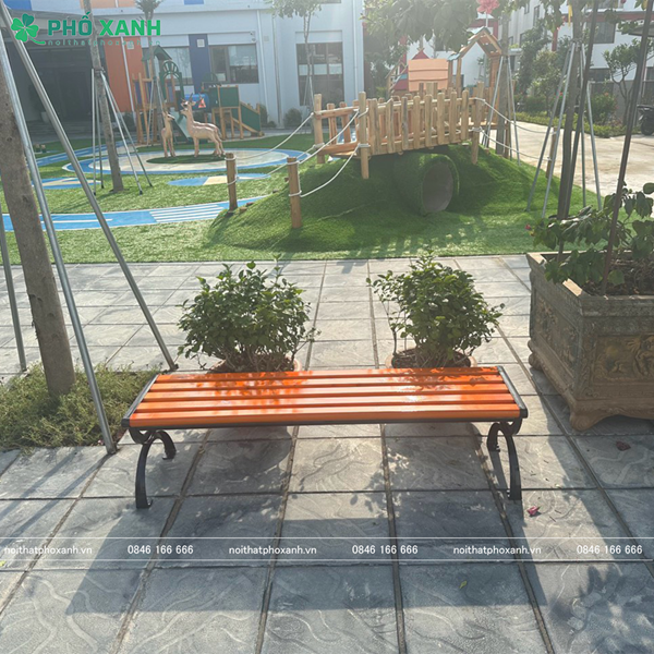 Ghế công viên không tựa nan gỗ GCV-KTNG150