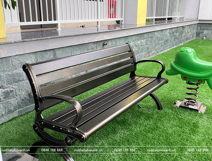 Ghế c&ocirc;ng vi&ecirc;n nh&ocirc;m đ&uacute;c sơn tĩnh điện c&oacute; tựa nan nh&ocirc;m GCV-CTNN150D