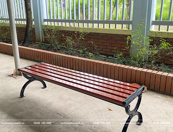 Ghế c&ocirc;ng vi&ecirc;n kh&ocirc;ng tựa nan gỗ GCV-KTNCPS150