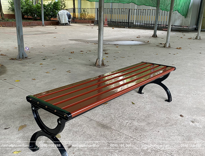 Ghế c&ocirc;ng vi&ecirc;n kh&ocirc;ng tựa nan gỗ GCV-KTNCPS150