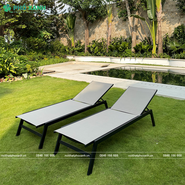 Ghế hồ bơi không tay vịn Khung hợp kim nhôm và sơn tĩnh điện mặt lưới Textilen GL-CCG