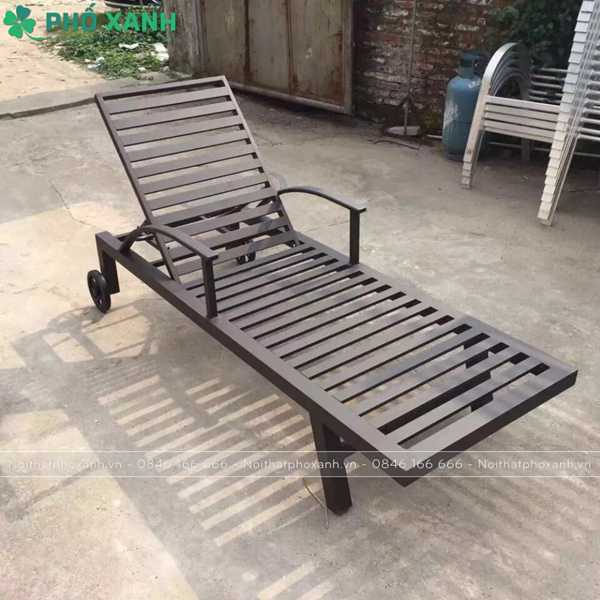 Ghế hồ bơi có tay vịn Khung hợp kim nhôm đúc sơn tĩnh điện GHB-FNX