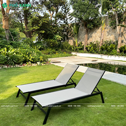 Ghế hồ bơi không tay vịn Khung hợp kim nhôm và sơn tĩnh điện mặt lưới Textilen GL-CCG