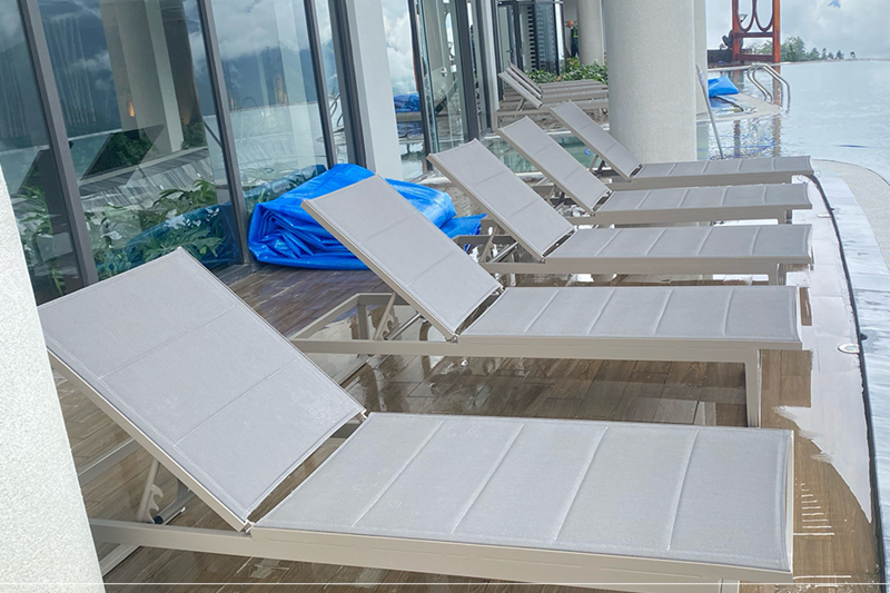 Ghế hồ bơi kh&ocirc;ng tay vịn Khung hợp kim nh&ocirc;m 