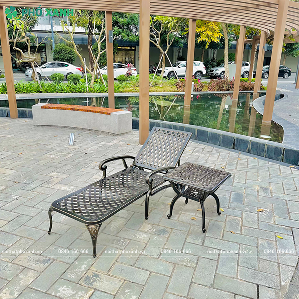 Ghế hồ bơi tay vịn hợp kim nhôm đúc toàn bộ sơn tĩnh điện GHB-ND