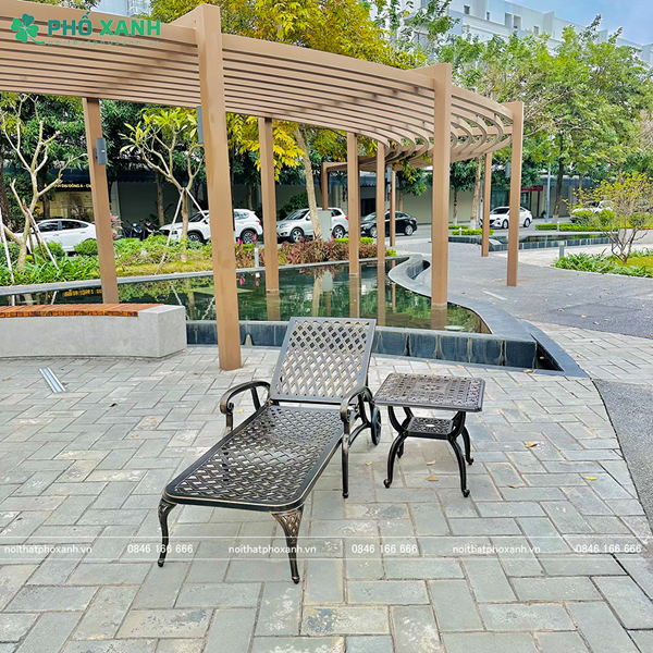 Ghế hồ bơi tay vịn hợp kim nhôm đúc toàn bộ sơn tĩnh điện GHB-ND