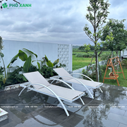 Ghế hồ bơi nhôm đúc mặt lưới Textilen tay vịn bán nguyệt GL-BNT