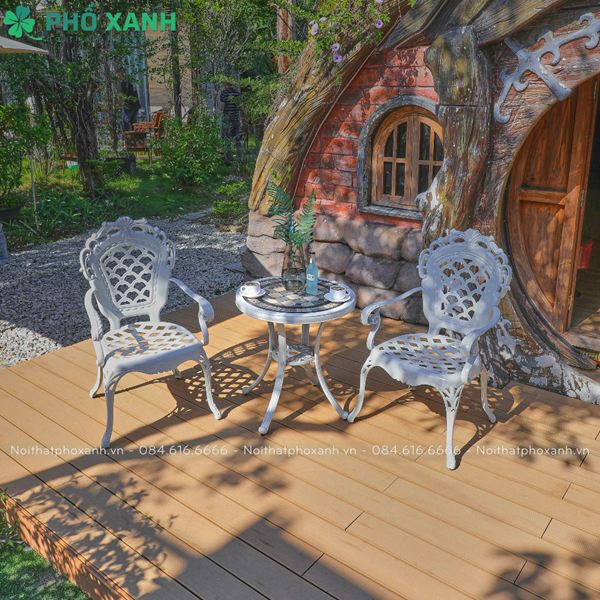 Bộ bàn hợp kim nhôm nhỏ mặt đá dành cho sân vườn nhỏ BND-MD70TTTK