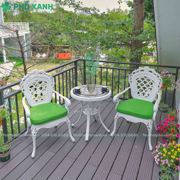 Bộ bàn hợp kim nhôm nhỏ mặt đá dành cho sân vườn nhỏ BND-MD70TTTK