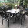 Bộ bàn ghế nhôm đúc mặt liền hình chữ nhật 6 ghế BND-MLBV15090D