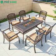 Bàn nhôm đúc kết hợp nướng than 6 ghế sân vườn ngoài trời BND-NML15090D