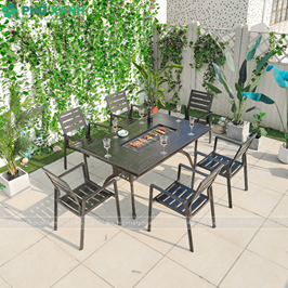 Bộ bàn ghế nhôm đúc kết hợp nướng than hoa BND-N15090D