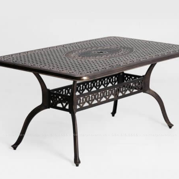 Bộ bàn ghế sân vườn nhôm đúc hình chữ nhật BND-17090HDD