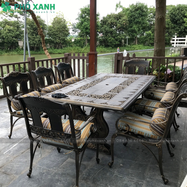 Bộ bàn ghế nhôm đúc biệt thự sân vườn cao cấp BND-CC21001100D